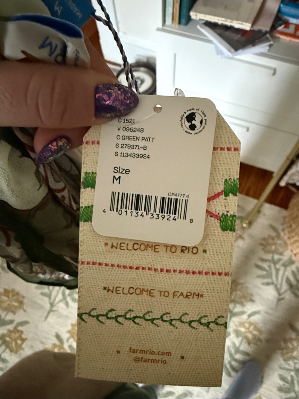 FARM Rio Green Floral Paisley Maxi Dress with Cream Accents - Picture 5 of 8